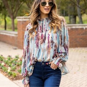 Entro Ruthie smocked blouse size XL